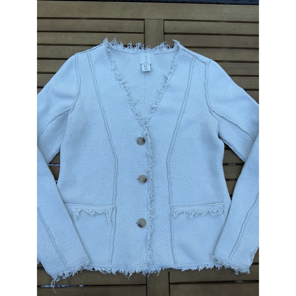 Joie Cream‎ Blazer Sweater Frayed Edges Women's Size XS